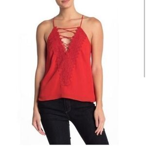 Wayf Red Embellished Cut Out Camisole